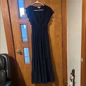NWOT Max Studio Women’s Deep Blue Ruffle Maxi Dress